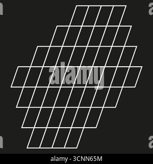 Geometric diamond grid. White line pattern. Abstract vector shape. Square frame illustration. EPS 10. Stock Vector