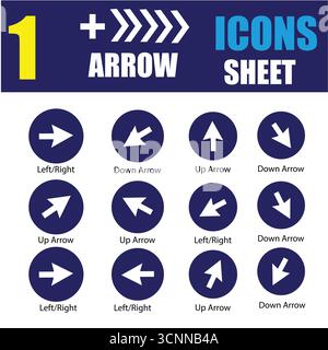 Arrow Icon Set – Cursor, Transfer, Swap, Refresh, Direction, Exchange, Up & Down Solid Icons Collection Stock Vector