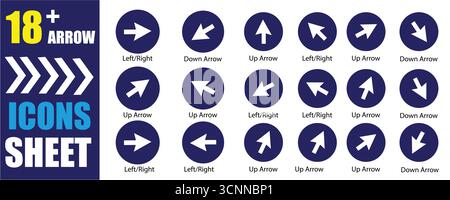 Arrow Icon Set – Cursor, Transfer, Swap, Refresh, Direction, Exchange, Up & Down Solid Icons Collection Stock Vector