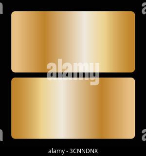 Pure Golden Gradient Bars Set – Luxury Metallic Gold Swatches on Black Background Stock Vector
