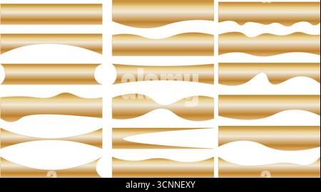 Pure Golden Gradient Bars Set – Luxury Metallic Gold Swatches on Black Background Stock Vector