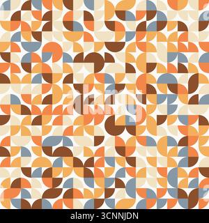 Abstract geometric background, brutalism bauhaus style elements in random order, different colors, seamless vector geo bg pattern, simple flat geometr Stock Vector