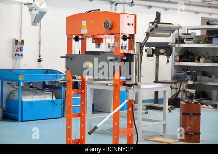 Production line of the CNC milling machine. Industrial background. Stock Photo