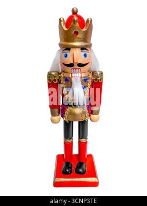 Nutcracker king Wearing A Old Military Style Uniform. A traditional figurine of Christmas time isolated on white with clipping path included Stock Photo