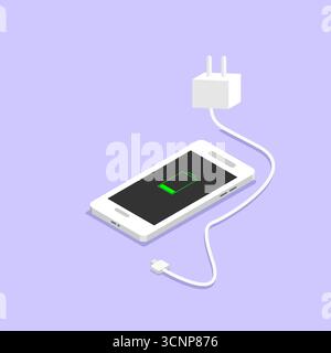 Smartphone Charging Isometric Vector Illustration Flat Design Stock Vector