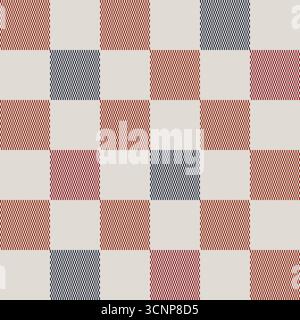 Fall autumn plaid style pattern. Geometric check tablecloth print in warm color. Checkered repeat background for textile home design. Stock Vector