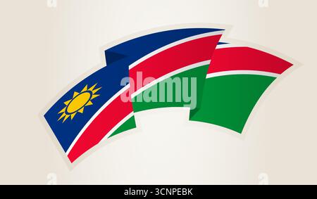 Namibia Flag in Abstract Ribbon Shape, National Symbol of the Namibia. This vector is ideal for use in national events, Independence Day, internationa Stock Vector