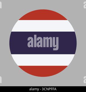 National Flag of Thailand circle icon. Thailand round Flag. Thailand flag simple rounded sign. Stock Vector
