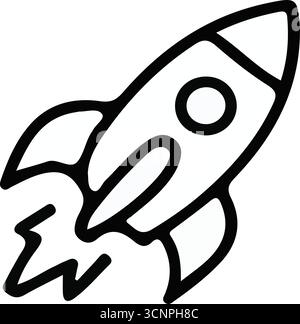 Rocket icon in hand-drawn illustrations Stock Vector