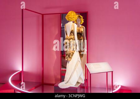 SINGAPORE - Sugar Kane’s (Marilyn Monroe) dress in the film ‘Some Like It Hot’ (1959) on display at ACMI’s ‘Goddess: Brave, Bold, Beautiful’. Stock Photo
