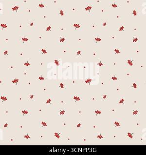 Seamless pattern of hand drawn rowens. Berries seamless pattern. Stock Vector