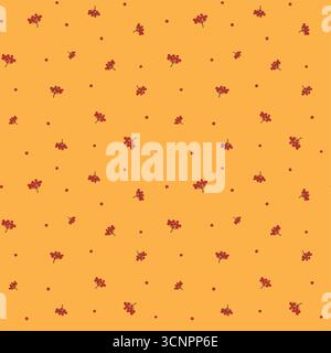 Seamless pattern of hand drawn rowens. Berries seamless pattern Stock Vector