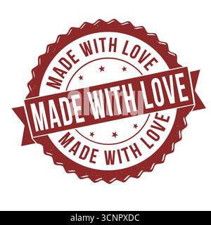 Made with love grunge rubber stamp on white, vector illustration Stock Vector