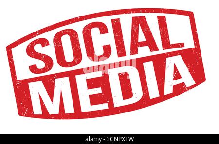 Social media grunge rubber stamp on white, vector illustration Stock Vector