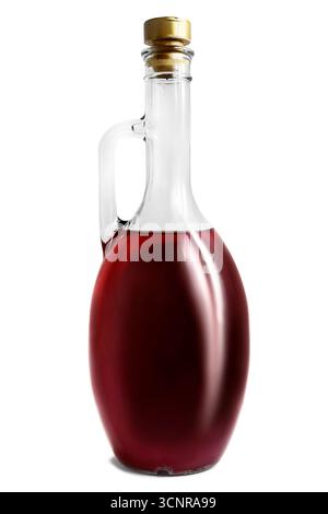 Red wine in glass decanter isolated on white background Stock Photo