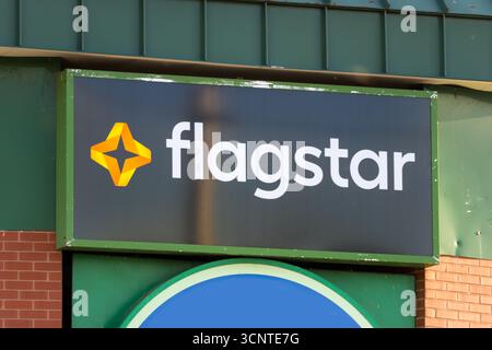 Detroit, Michigan - SEPTEMBER 10, 2025: Signage of Flagstar Bank in Detroit Michigan , is a Michigan based bank wholly owned subsidiary of Flagstar Fi Stock Photo