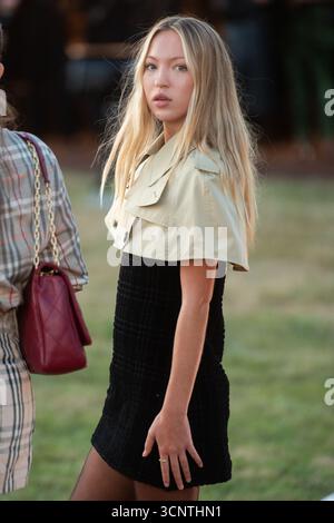 Lila Moss attends the Burberry Summer 2026 Show held at the Perks Field