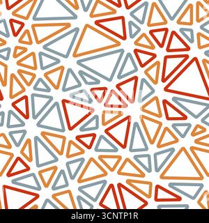 Mosaic background. Medium triangle size. Multiple color styles. Rounded triangles outlined. Repeatable pattern. Metallic rust texture. Stock Vector