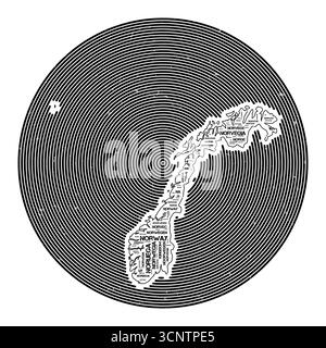 Norway Vector Image. Country round logo design. Norway poster in circular arcs and wordcloud style. Captivating vector illustration. Stock Vector