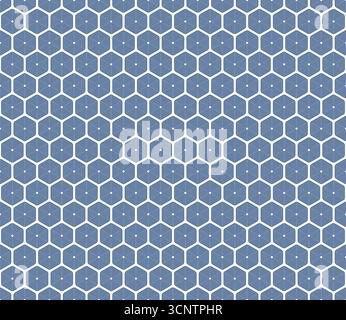 Honeycomb mosaic hexagons background. Dark Blue color on matching background. Rounded stacked hexagons mosaic pattern. Hexagon cells. Stock Vector