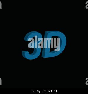 3D Blue Typography Text Effect on Black Background Stock Vector