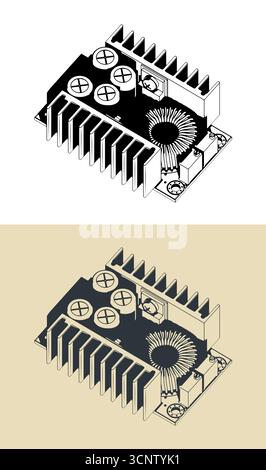 DC power supply stylized vector illustrations Stock Vector