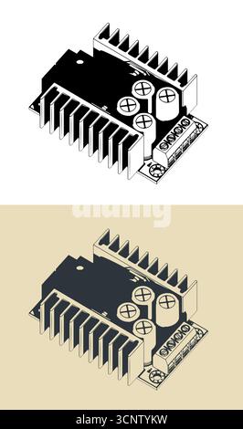 DC power supply stylized vector illustrations Stock Vector