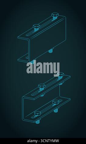 Isometric vector illustration steel bolt and hex nut isolated on white ...