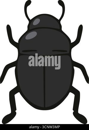 A dark exoskeleton insect with smooth elytra and visible antennae shown from above Stock Vector