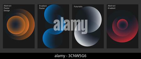 Set of Futuristic abstract poster with color gradient round shapes. Abstract background with soft colored spheres for poster, wallpaper, . Stock Vector