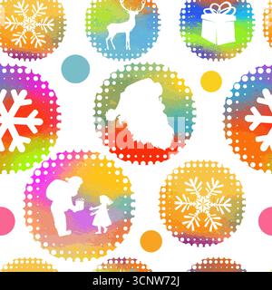 Seamless on the light background christmas colorful. Not AI. Vector illustration Stock Vector