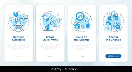 Kotter change management model blue onboarding mobile app screen Stock Vector