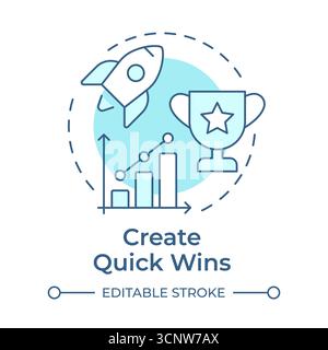 Create quick wins soft blue concept icon Stock Vector