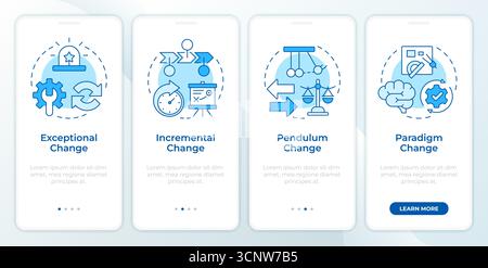 Types of change management blue onboarding mobile app screen Stock Vector