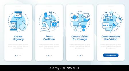 Kotter change management model blue onboarding mobile app screen Stock Vector