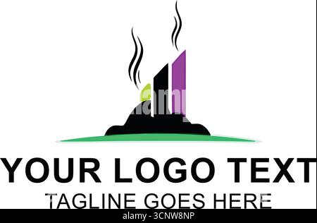 abstract logo with vertical bars and steam – colorful brand icon design Stock Vector