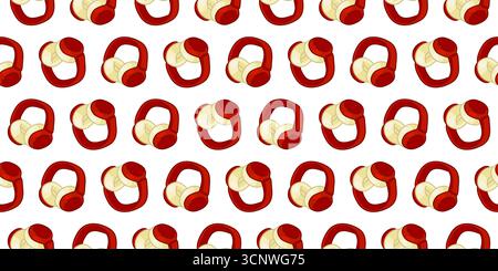Seamless Red Earmuffs Pattern. Red earmuffs seamless pattern in cartoon flat style on white background. Stock Vector