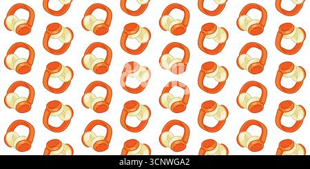 Seamless Orange Earmuffs Pattern. Orange earmuffs seamless pattern in cartoon flat style on white background. Stock Vector