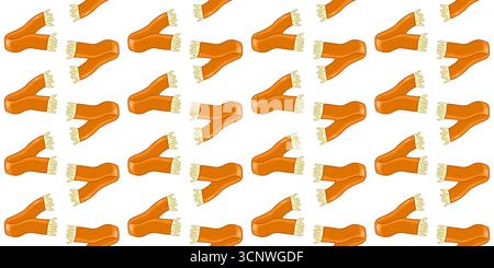 Seamless Orange Scarf Pattern. Orange scarf seamless pattern with tassels in cartoon flat style on white background. Stock Vector