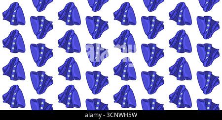 Seamless Blue Sweater Pattern. Blue sweater seamless pattern with buttons in cartoon flat style on white background. Stock Vector