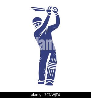 cricket player logo design Stock Vector