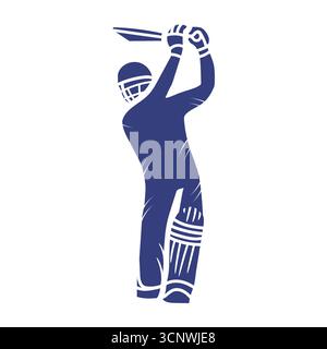 cricket player logo design Stock Vector