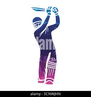 cricket player logo design Stock Vector