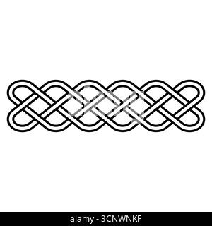 Celtic endless knot horizontal design, black interwoven loop symbol Stock Vector