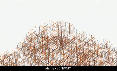 Vibrant lines create an engaging 3D abstract space, reflecting data movement and enhancing depth perception Stock Photo