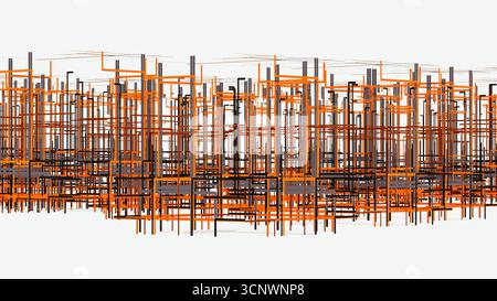 Vibrant lines create an engaging 3D abstract space, reflecting data movement and enhancing depth perception Stock Photo