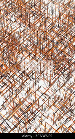 Vibrant lines create an engaging 3D abstract space, reflecting data movement and enhancing depth perception Stock Photo