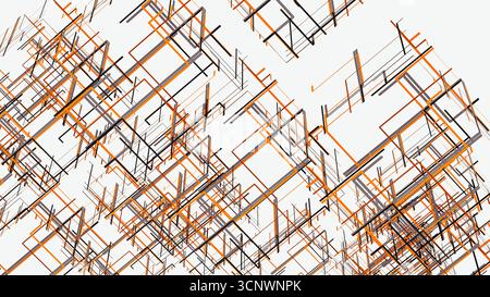 Vibrant lines create an engaging 3D abstract space, reflecting data movement and enhancing depth perception Stock Photo