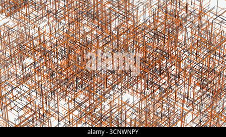 Vibrant lines create an engaging 3D abstract space, reflecting data movement and enhancing depth perception Stock Photo