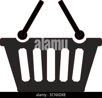 Black shopping basket with handles vector icon Stock Vector